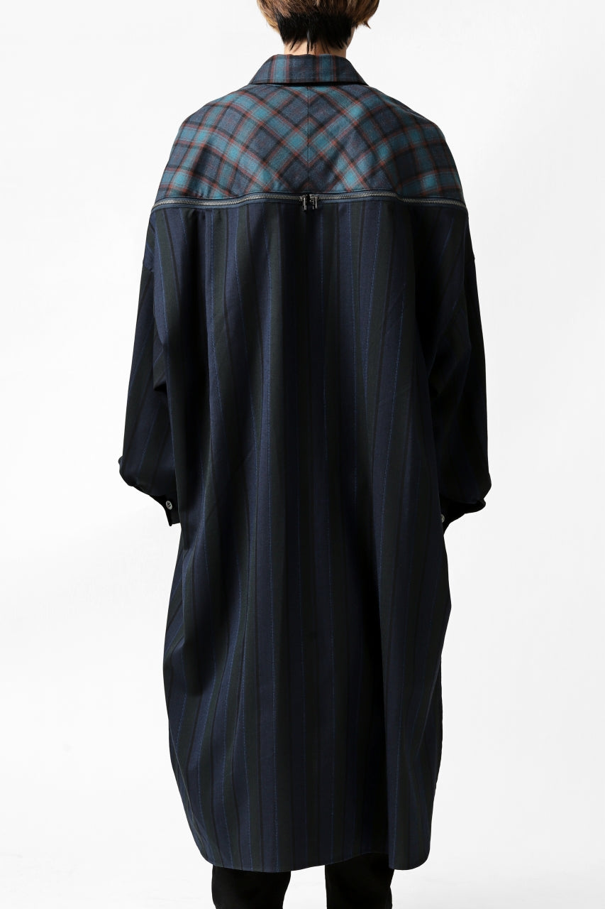 画像をギャラリービューアに読み込む, FACETASM HIGH-LOW ZIPPER SHIRT COAT (NAVY)