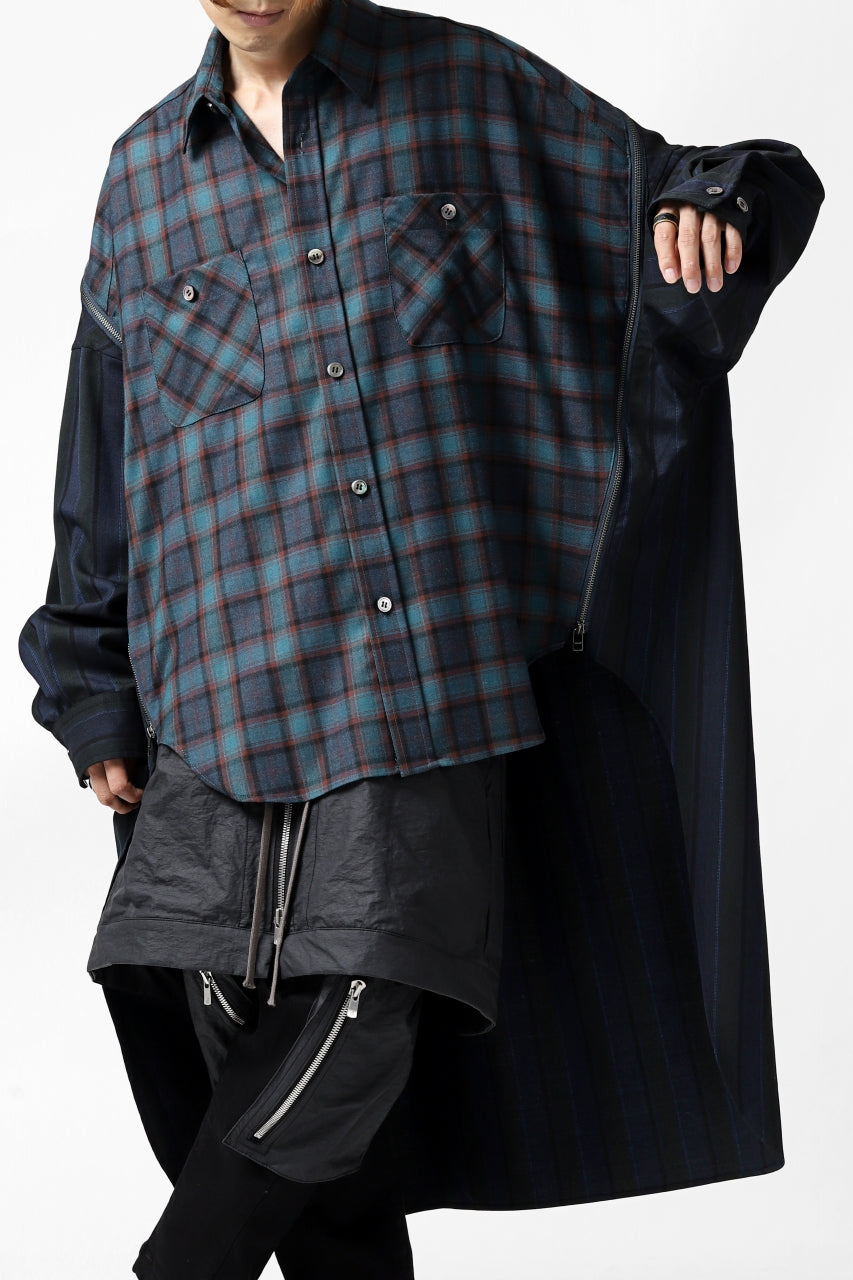 画像をギャラリービューアに読み込む, FACETASM HIGH-LOW ZIPPER SHIRT COAT (NAVY)