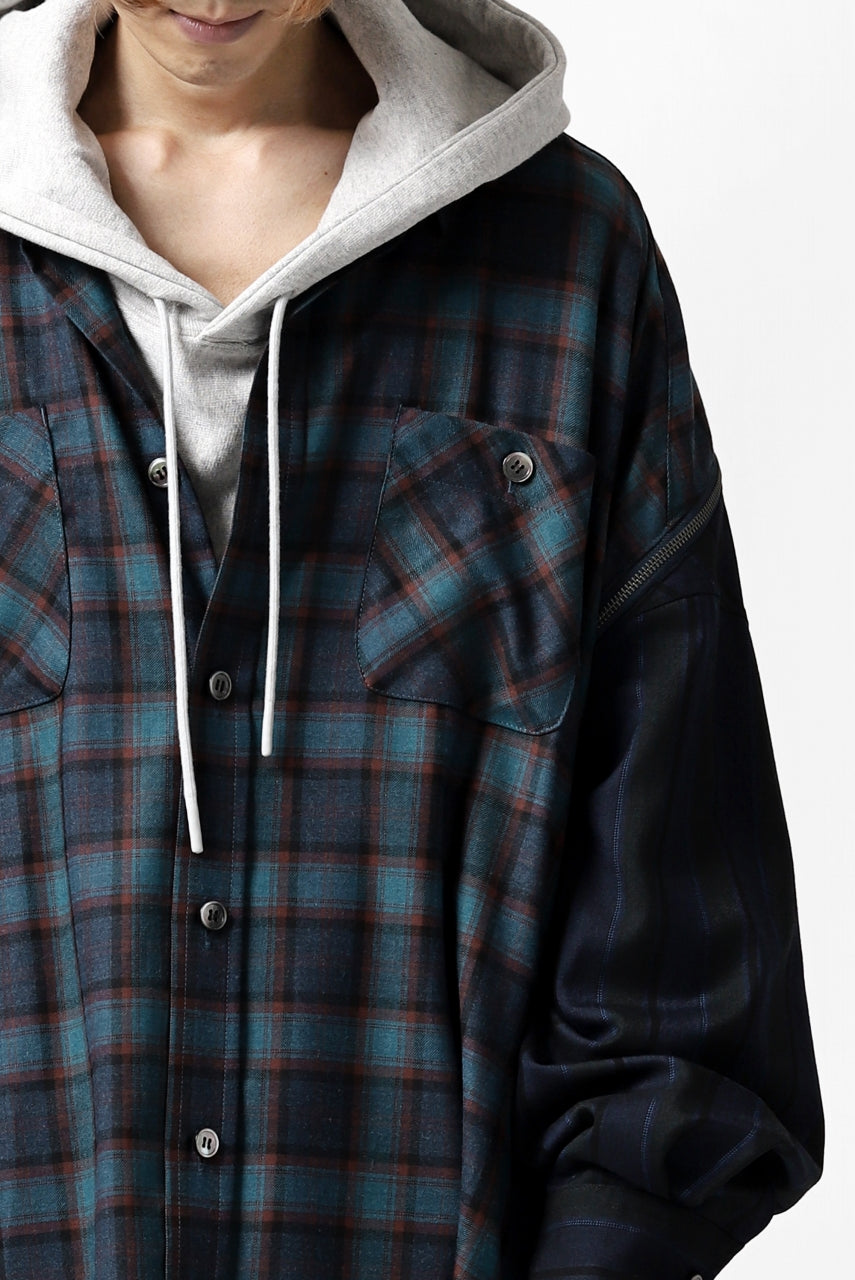 画像をギャラリービューアに読み込む, FACETASM HIGH-LOW ZIPPER SHIRT COAT (NAVY)