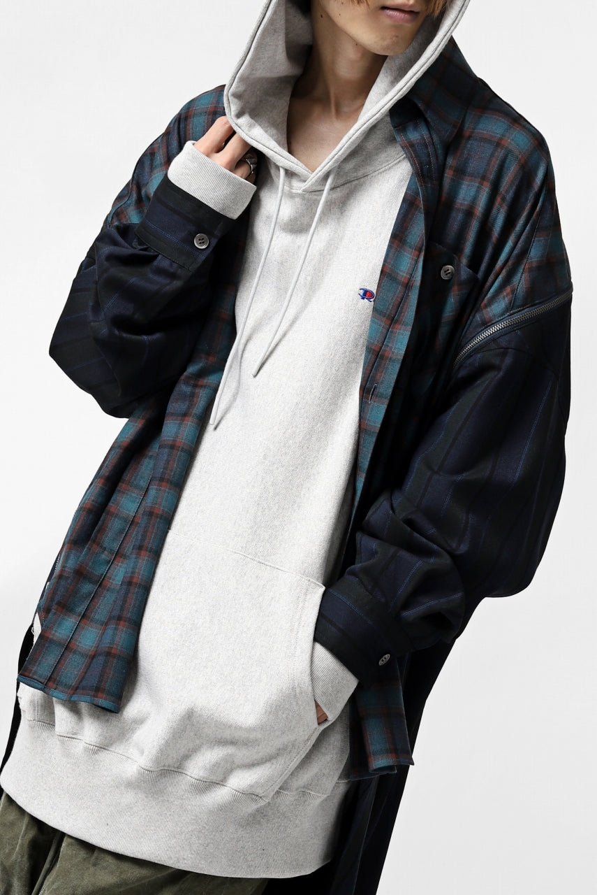 画像をギャラリービューアに読み込む, FACETASM HIGH-LOW ZIPPER SHIRT COAT (NAVY)