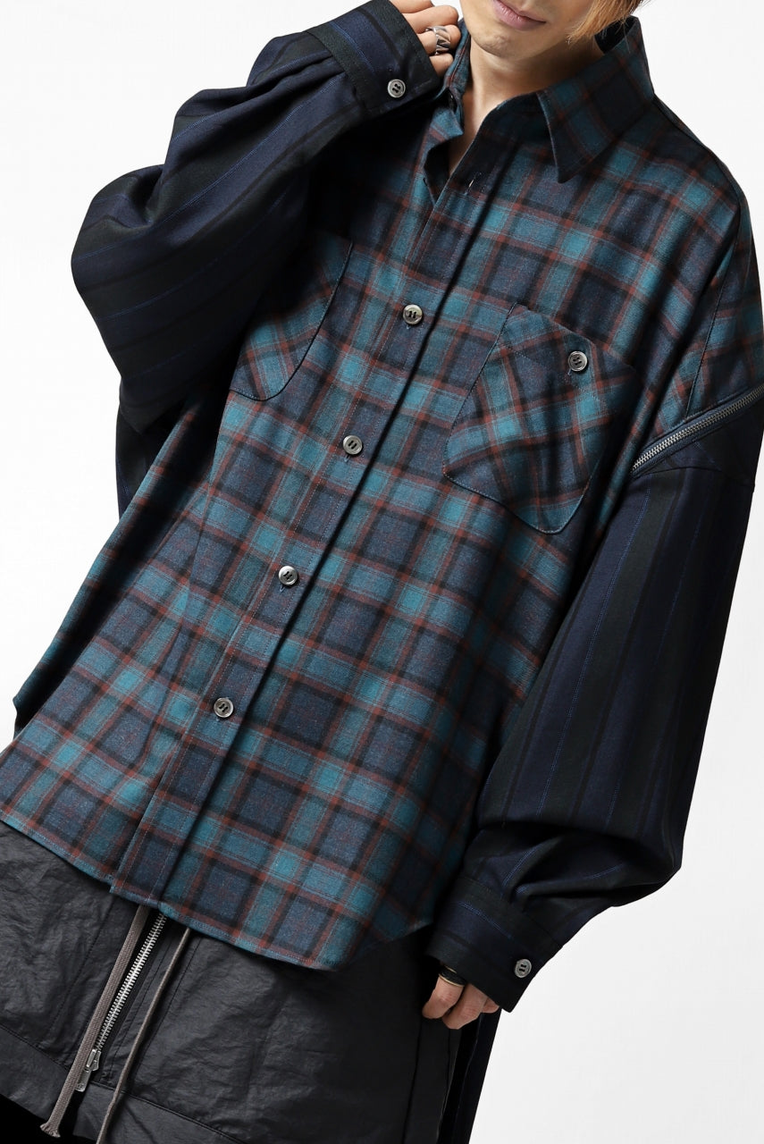 画像をギャラリービューアに読み込む, FACETASM HIGH-LOW ZIPPER SHIRT COAT (NAVY)