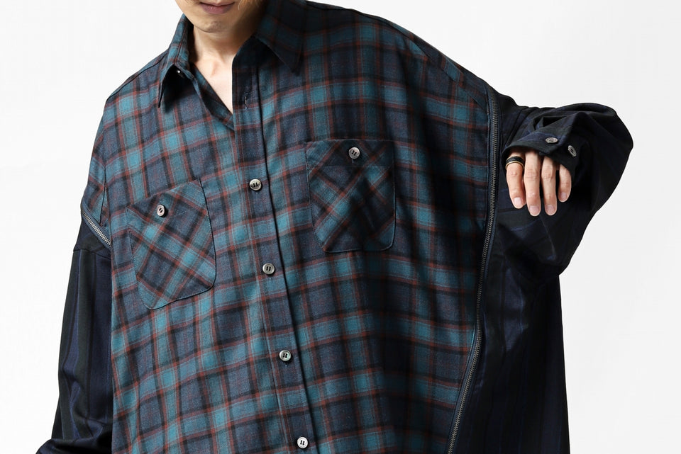 画像をギャラリービューアに読み込む, FACETASM HIGH-LOW ZIPPER SHIRT COAT (NAVY)