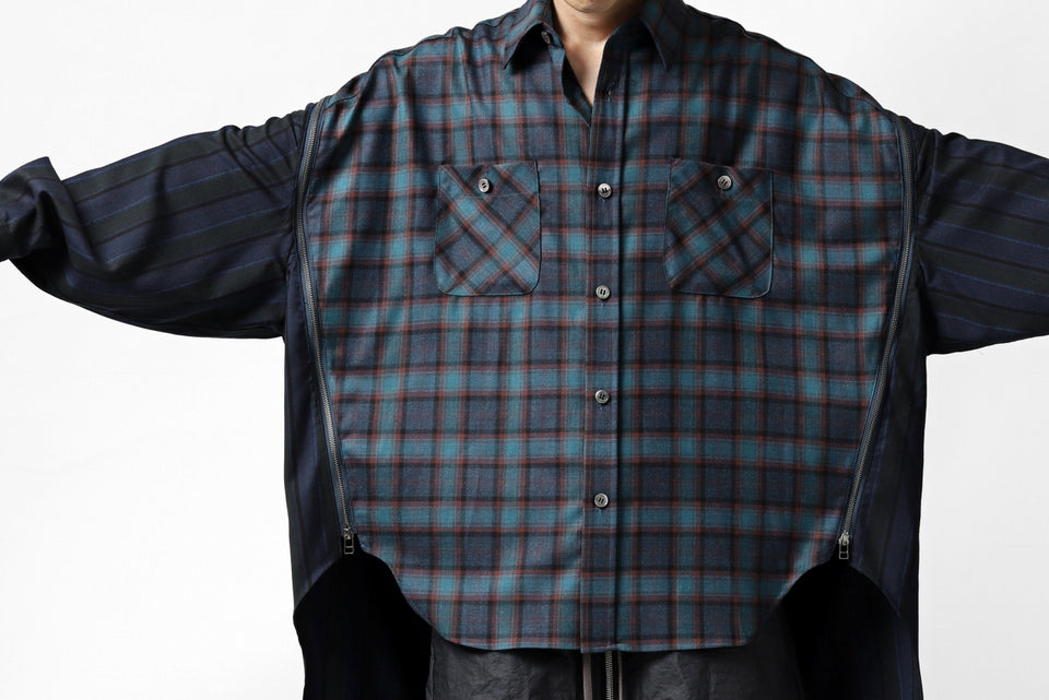 画像をギャラリービューアに読み込む, FACETASM HIGH-LOW ZIPPER SHIRT COAT (NAVY)