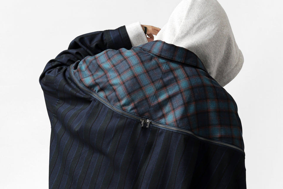 画像をギャラリービューアに読み込む, FACETASM HIGH-LOW ZIPPER SHIRT COAT (NAVY)