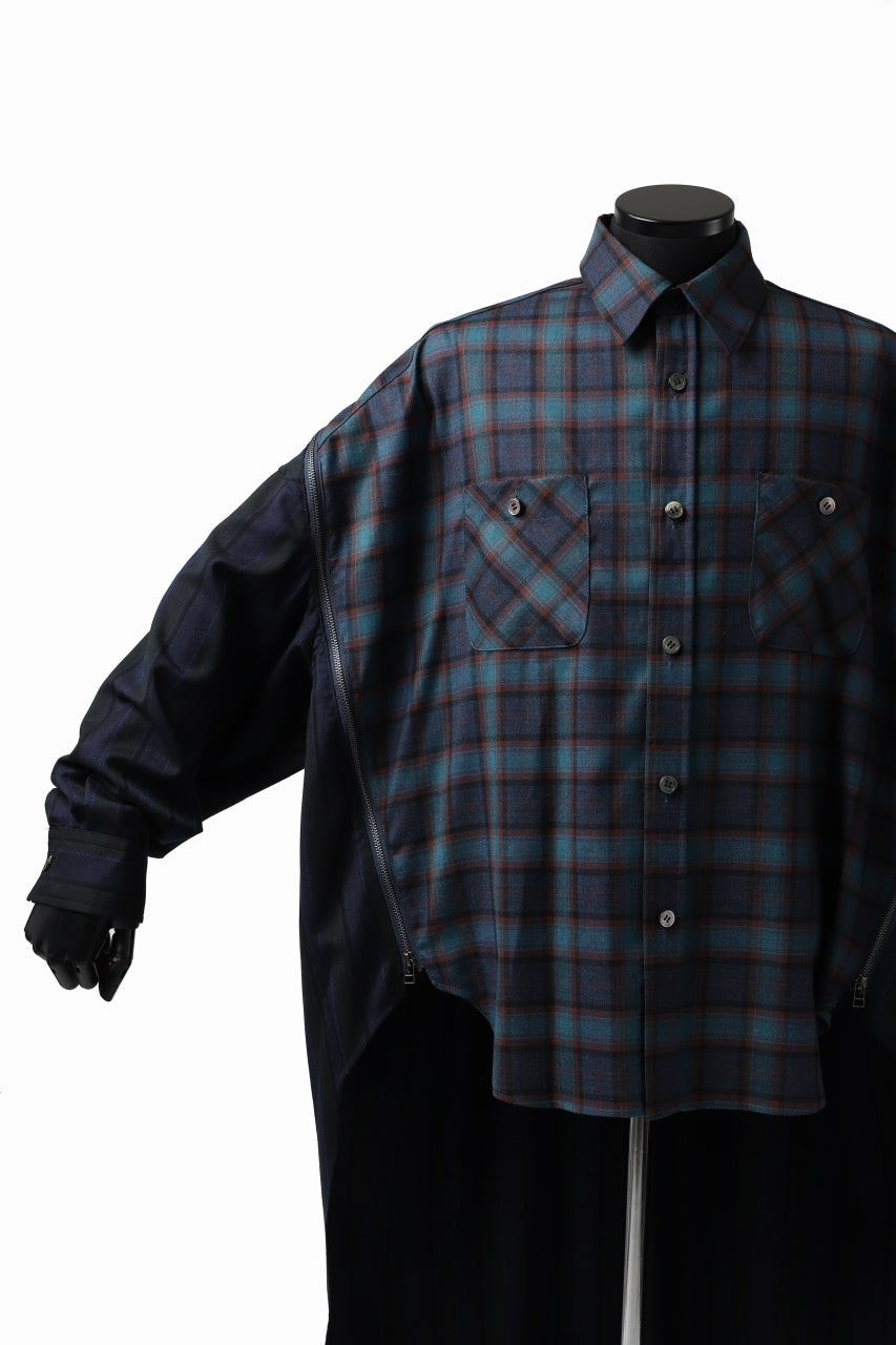 画像をギャラリービューアに読み込む, FACETASM HIGH-LOW ZIPPER SHIRT COAT (NAVY)