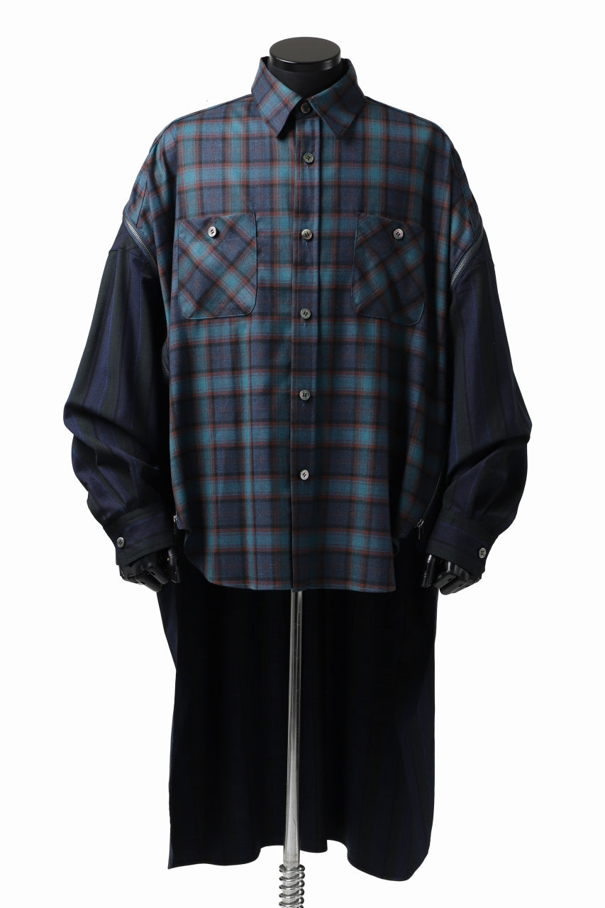 画像をギャラリービューアに読み込む, FACETASM HIGH-LOW ZIPPER SHIRT COAT (NAVY)