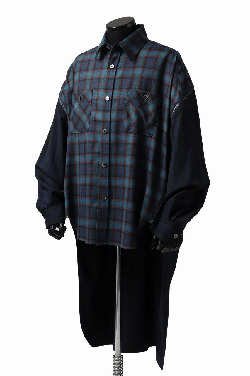画像をギャラリービューアに読み込む, FACETASM HIGH-LOW ZIPPER SHIRT COAT (NAVY)