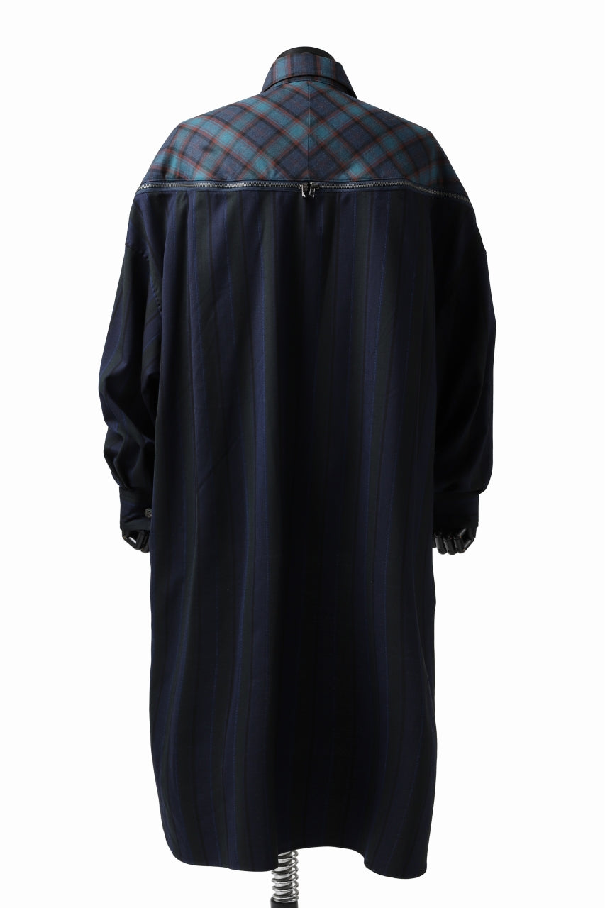 画像をギャラリービューアに読み込む, FACETASM HIGH-LOW ZIPPER SHIRT COAT (NAVY)