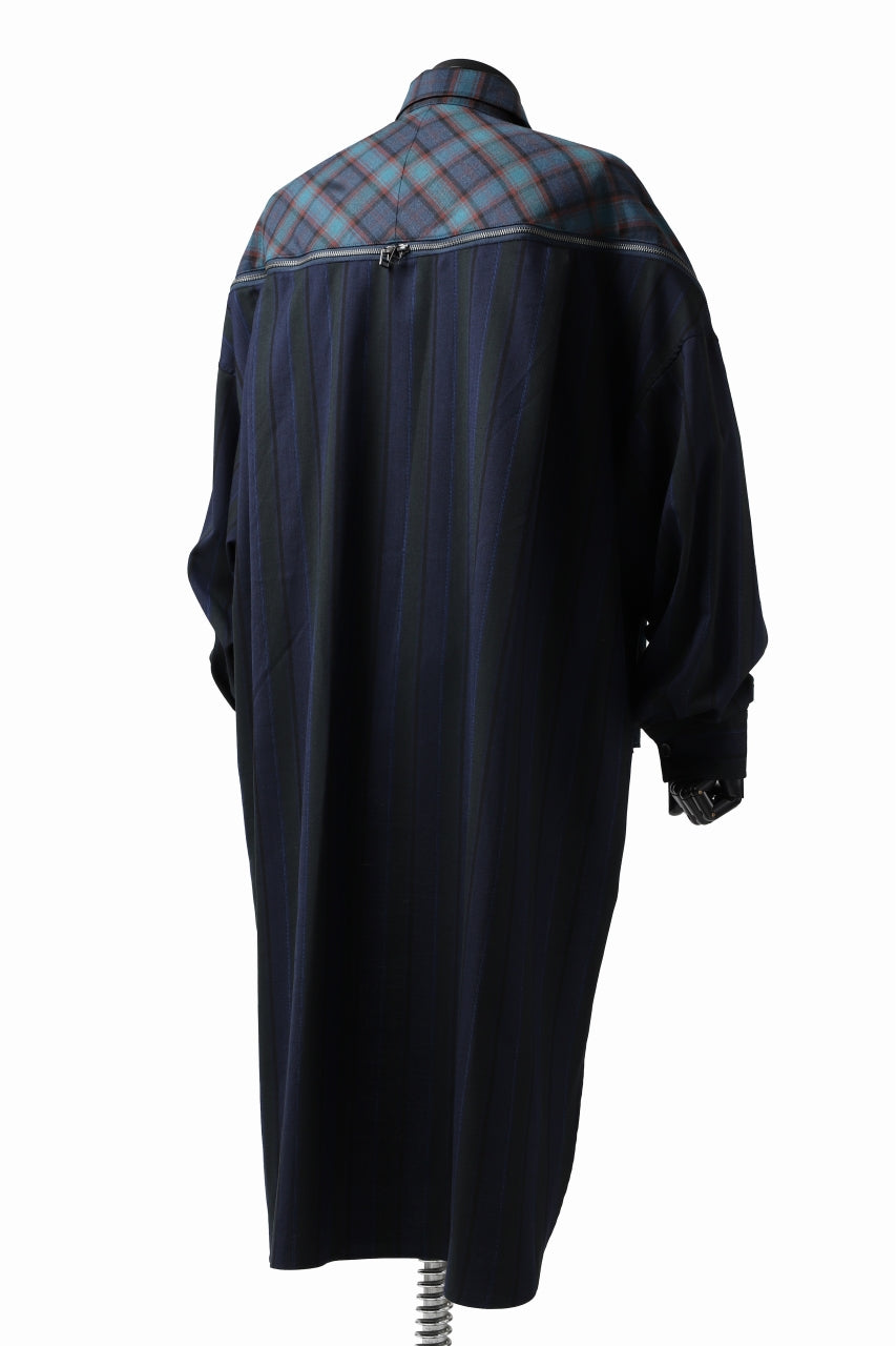 画像をギャラリービューアに読み込む, FACETASM HIGH-LOW ZIPPER SHIRT COAT (NAVY)