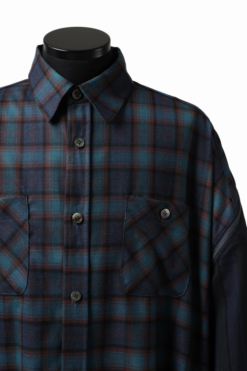 画像をギャラリービューアに読み込む, FACETASM HIGH-LOW ZIPPER SHIRT COAT (NAVY)