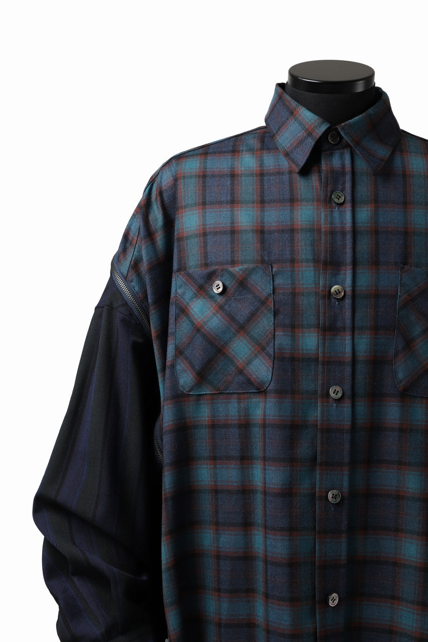 画像をギャラリービューアに読み込む, FACETASM HIGH-LOW ZIPPER SHIRT COAT (NAVY)