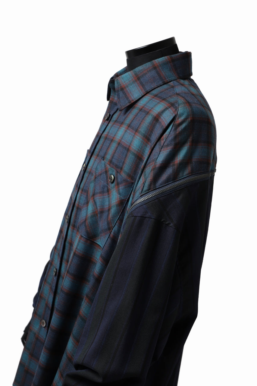 画像をギャラリービューアに読み込む, FACETASM HIGH-LOW ZIPPER SHIRT COAT (NAVY)