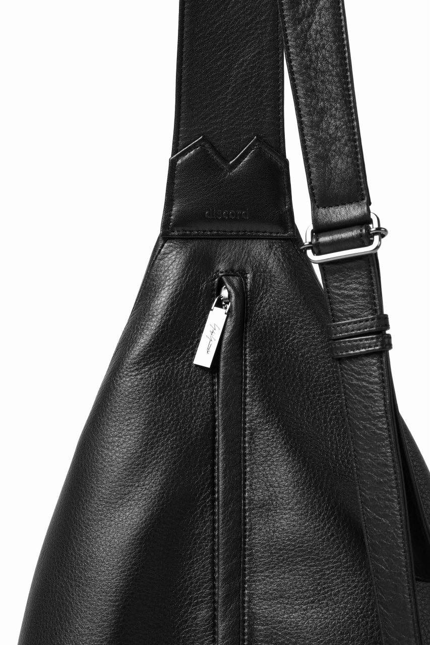 画像をギャラリービューアに読み込む, discord Yohji Yamamoto TUCK ONE SHOULDER BAG / NATURAL SHRINK CALF LEATHER (BLACK)