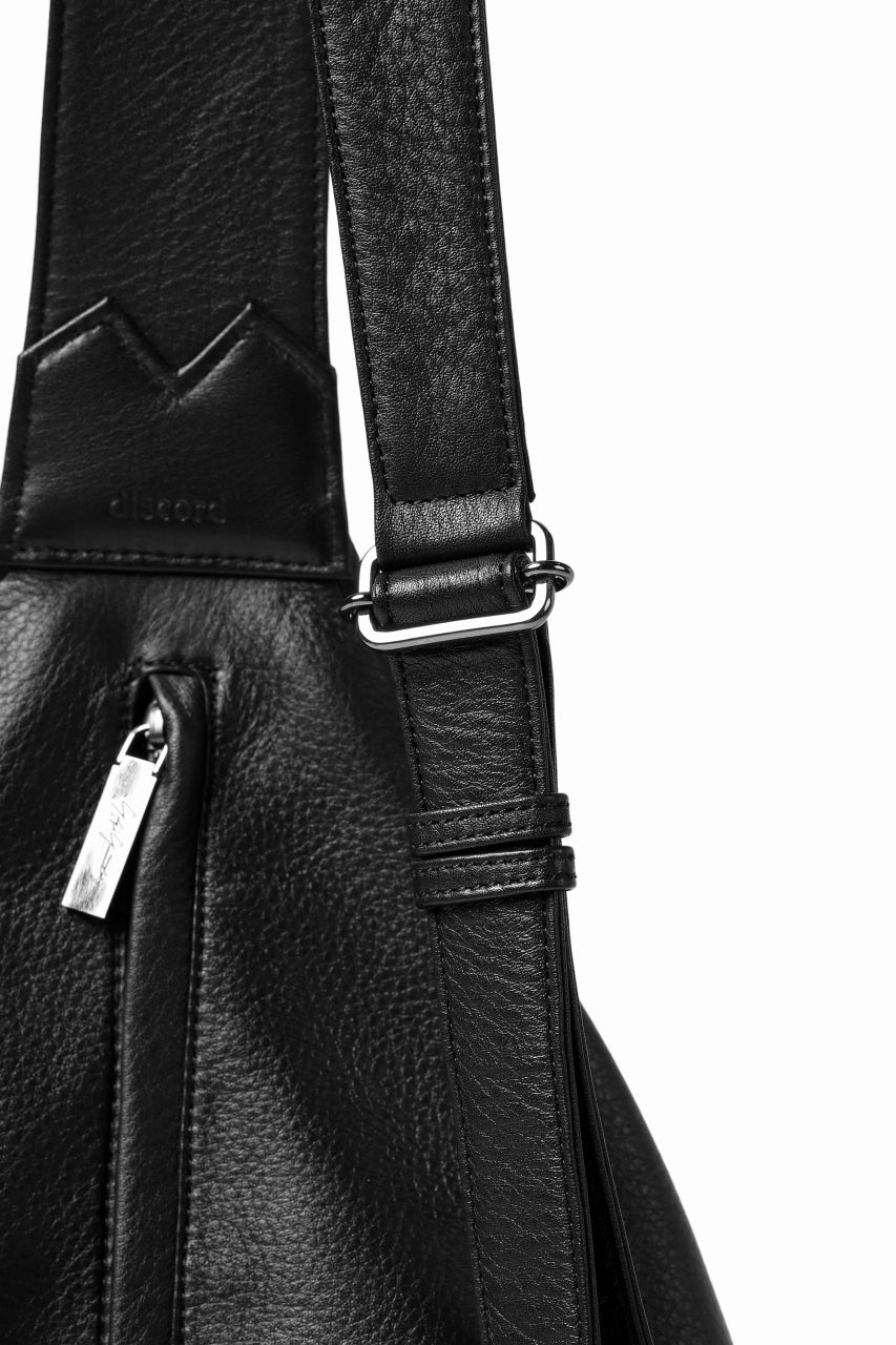 画像をギャラリービューアに読み込む, discord Yohji Yamamoto TUCK ONE SHOULDER BAG / NATURAL SHRINK CALF LEATHER (BLACK)