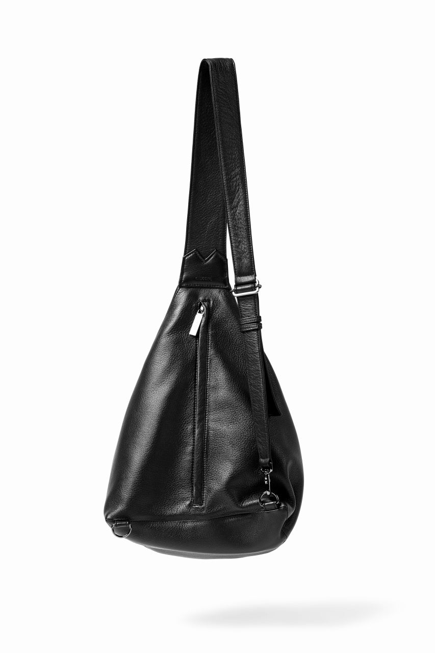 画像をギャラリービューアに読み込む, discord Yohji Yamamoto TUCK ONE SHOULDER BAG / NATURAL SHRINK CALF LEATHER (BLACK)