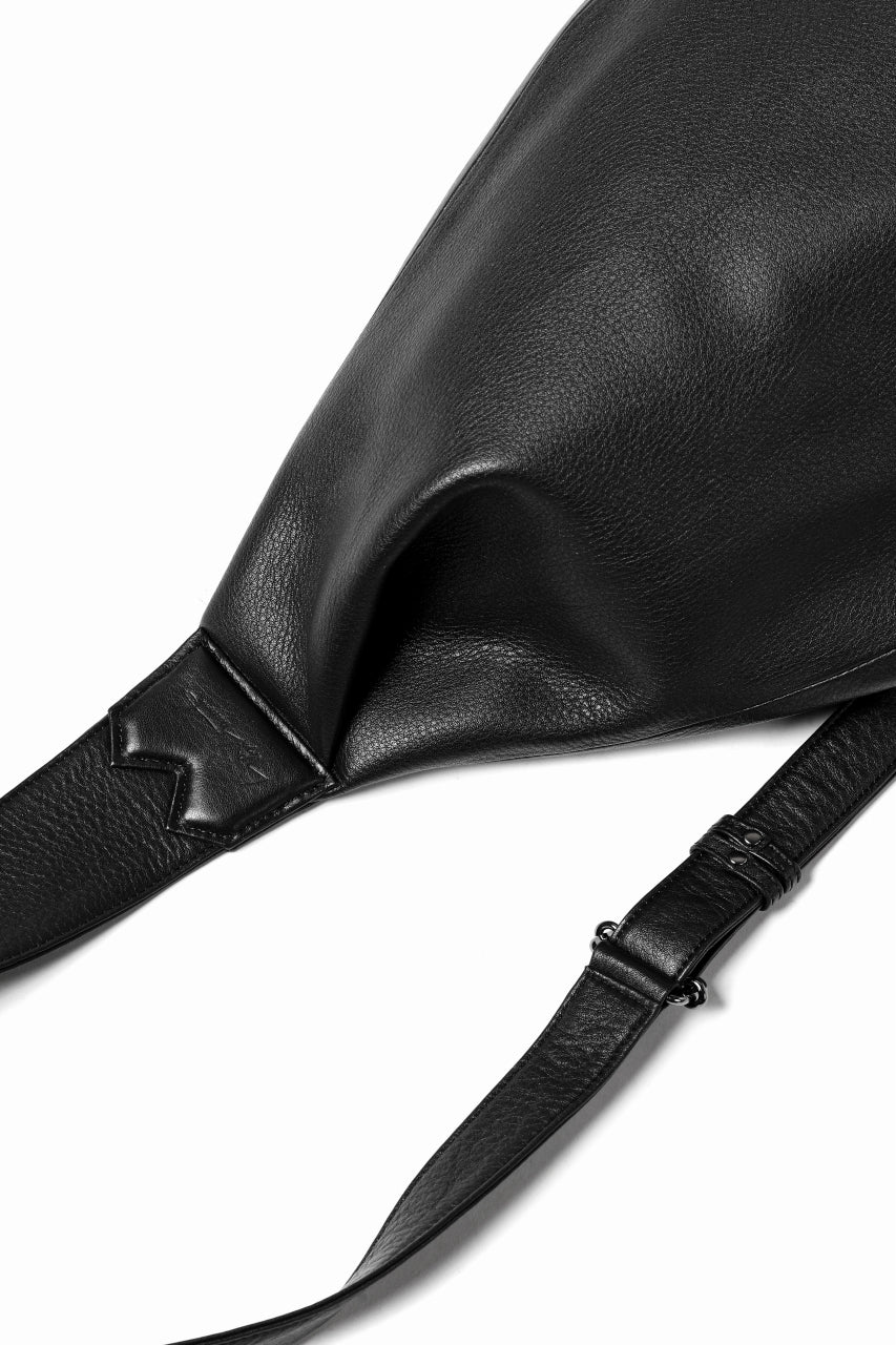 画像をギャラリービューアに読み込む, discord Yohji Yamamoto TUCK ONE SHOULDER BAG / NATURAL SHRINK CALF LEATHER (BLACK)