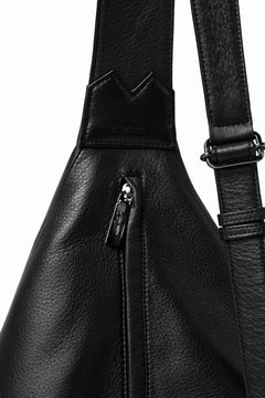 画像をギャラリービューアに読み込む, discord Yohji Yamamoto TUCK ONE SHOULDER BAG / NATURAL SHRINK CALF LEATHER (BLACK)