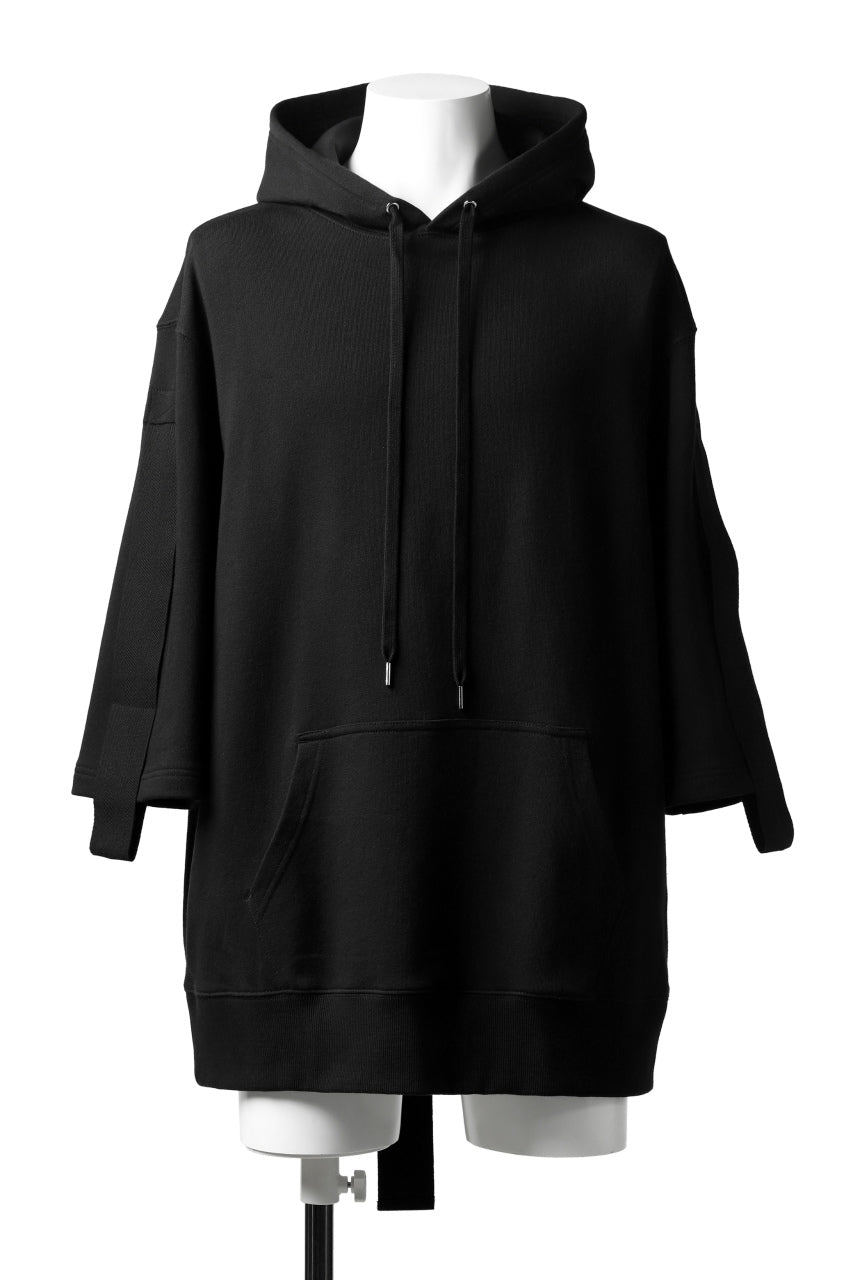 画像をギャラリービューアに読み込む, DEFORMATER.® LOGO TAPE HOODIE / LIGHT OZ COTTON (BLACK x BLACK)