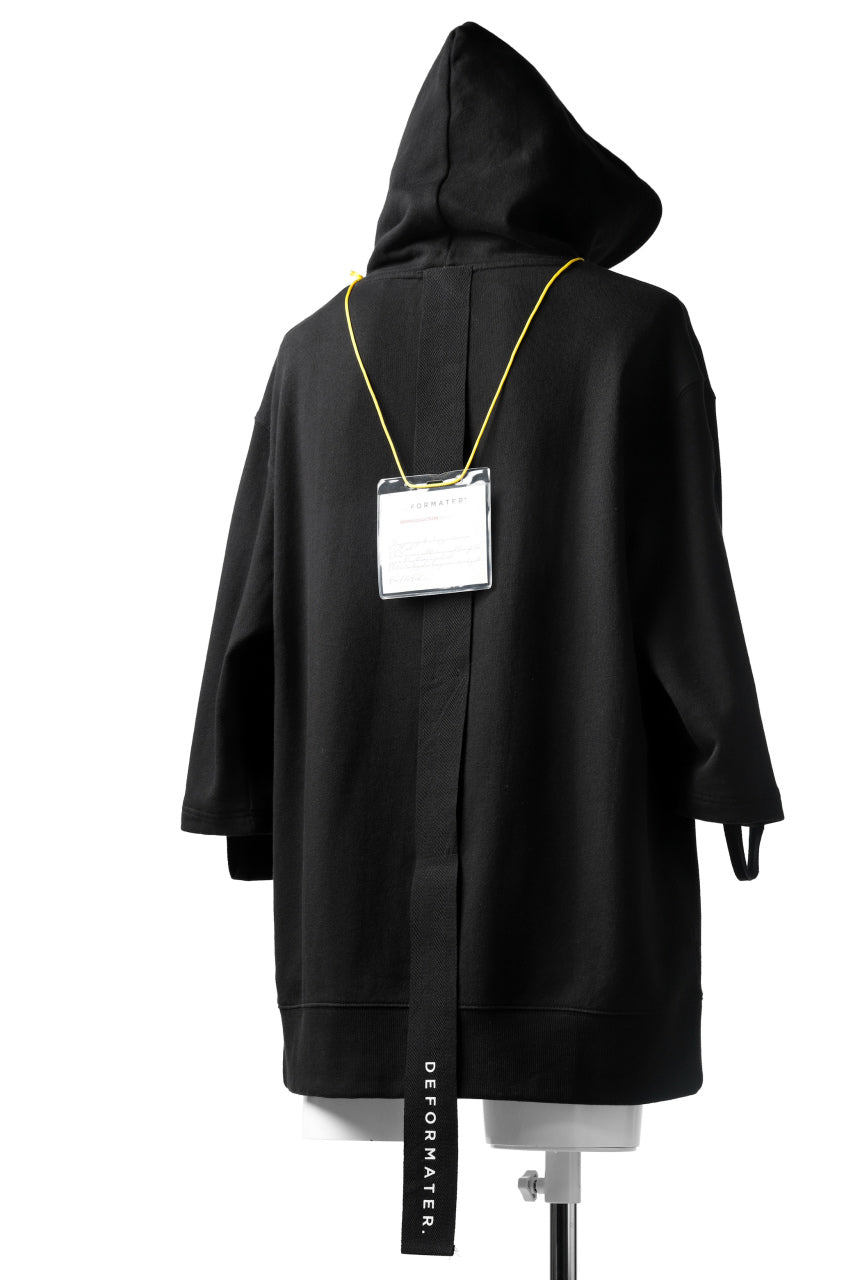 画像をギャラリービューアに読み込む, DEFORMATER.® LOGO TAPE HOODIE / LIGHT OZ COTTON (BLACK x BLACK)