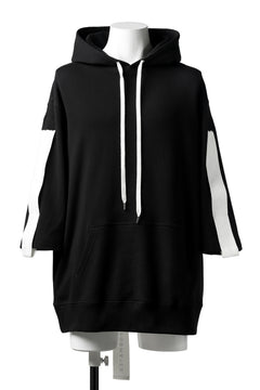 画像をギャラリービューアに読み込む, DEFORMATER.® LOGO TAPE HOODIE / LIGHT OZ COTTON (BLACK x WHITE)