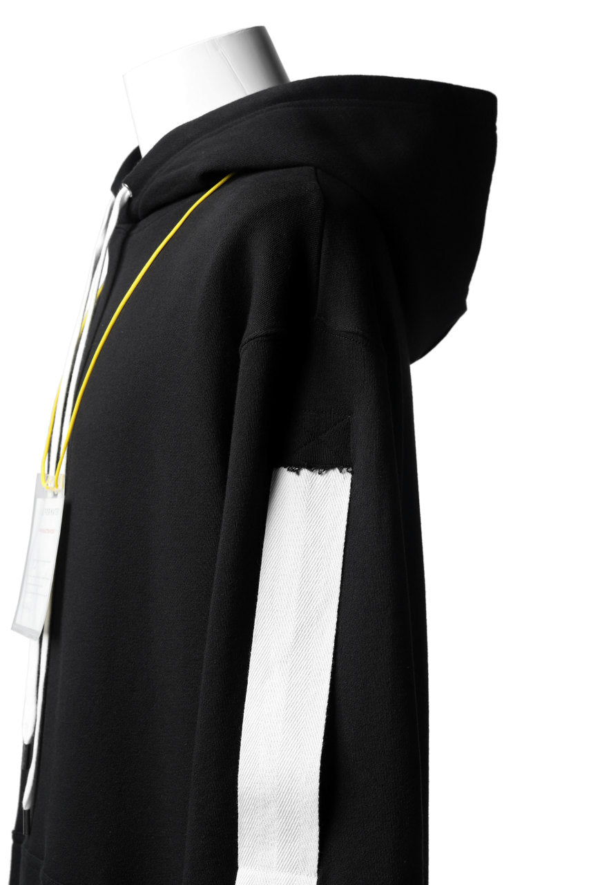 Load image into Gallery viewer, DEFORMATER.® LOGO TAPE HOODIE / LIGHT OZ COTTON (BLACK x WHITE)