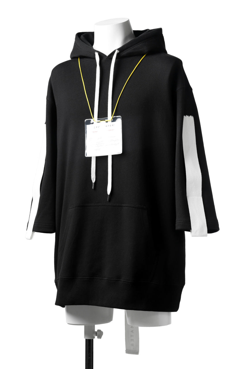 画像をギャラリービューアに読み込む, DEFORMATER.® LOGO TAPE HOODIE / LIGHT OZ COTTON (BLACK x WHITE)