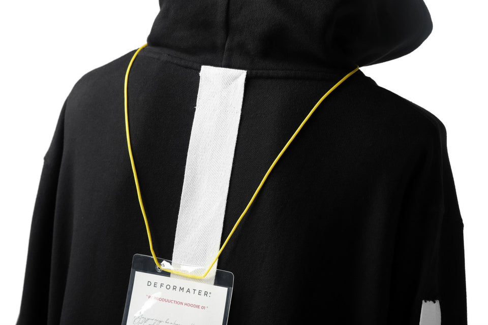 画像をギャラリービューアに読み込む, DEFORMATER.® LOGO TAPE HOODIE / LIGHT OZ COTTON (BLACK x WHITE)