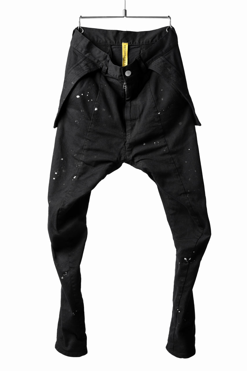 Load image into Gallery viewer, DEFORMATER.® "SPLASH" SLIM FIT JEANS WITH FLAP DETAIL / VERTICAL DENIM (BLACK OVER DYED)