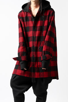 画像をギャラリービューアに読み込む, DEFORMATER.® HOODED SHIRT JACKET / HEAVY FLANNEL PLAID (RED×BLACK)