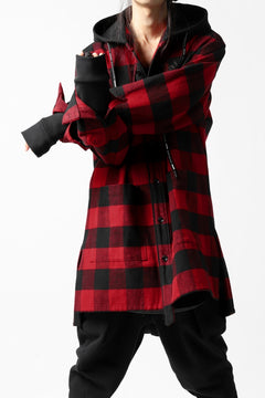 画像をギャラリービューアに読み込む, DEFORMATER.® HOODED SHIRT JACKET / HEAVY FLANNEL PLAID (RED×BLACK)