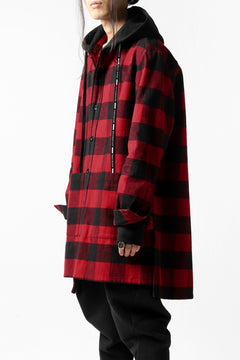 画像をギャラリービューアに読み込む, DEFORMATER.® HOODED SHIRT JACKET / HEAVY FLANNEL PLAID (RED×BLACK)