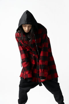 画像をギャラリービューアに読み込む, DEFORMATER.® HOODED SHIRT JACKET / HEAVY FLANNEL PLAID (RED×BLACK)