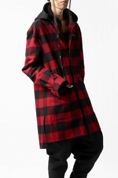 画像をギャラリービューアに読み込む, DEFORMATER.® HOODED SHIRT JACKET / HEAVY FLANNEL PLAID (RED×BLACK)