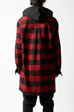 画像をギャラリービューアに読み込む, DEFORMATER.® HOODED SHIRT JACKET / HEAVY FLANNEL PLAID (RED×BLACK)