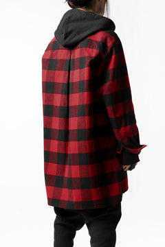 画像をギャラリービューアに読み込む, DEFORMATER.® HOODED SHIRT JACKET / HEAVY FLANNEL PLAID (RED×BLACK)