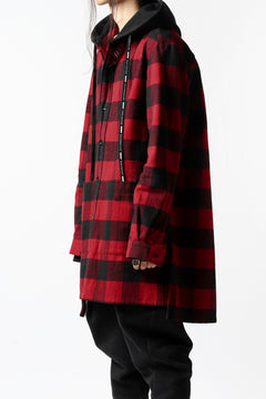 画像をギャラリービューアに読み込む, DEFORMATER.® HOODED SHIRT JACKET / HEAVY FLANNEL PLAID (RED×BLACK)