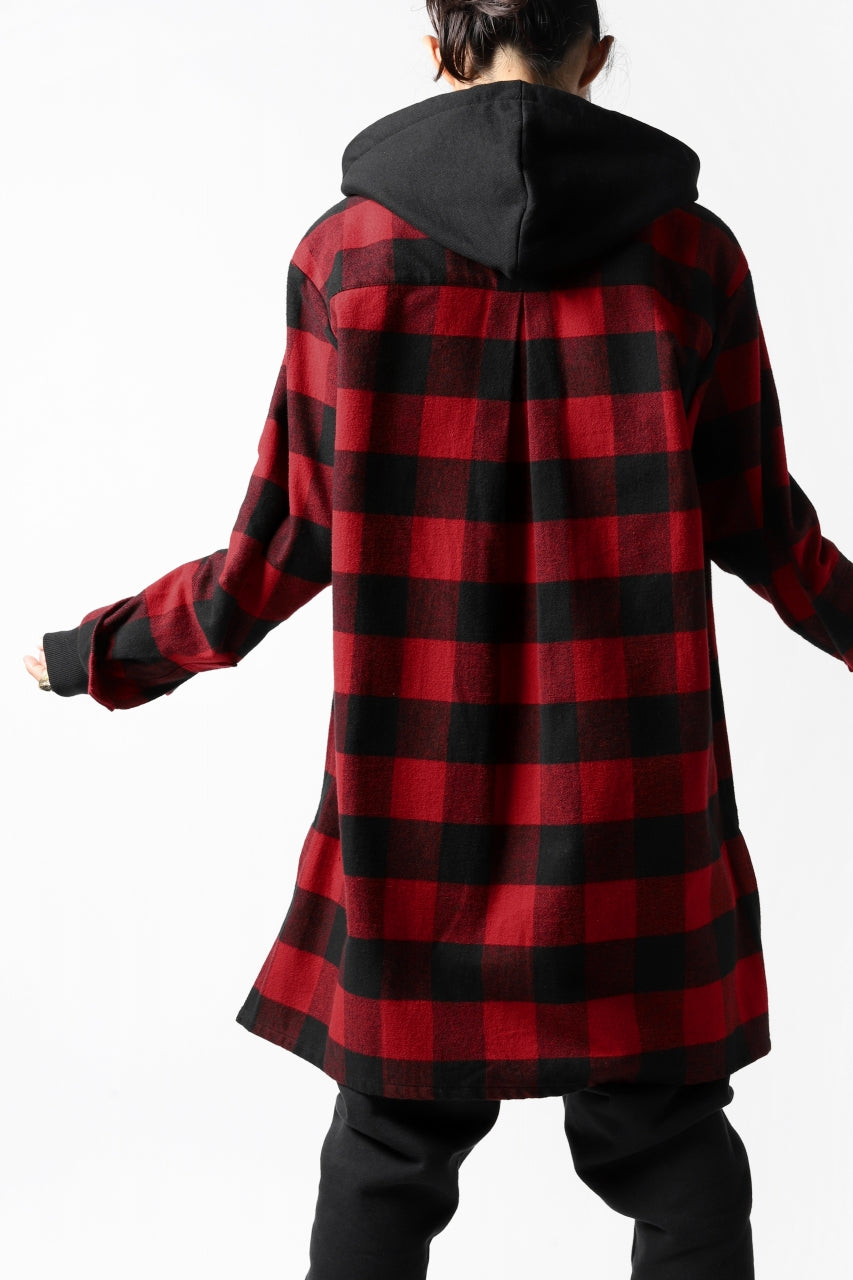 画像をギャラリービューアに読み込む, DEFORMATER.® HOODED SHIRT JACKET / HEAVY FLANNEL PLAID (RED×BLACK)