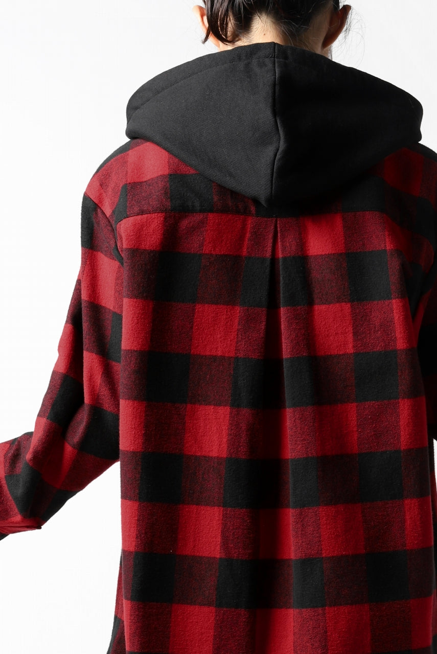 画像をギャラリービューアに読み込む, DEFORMATER.® HOODED SHIRT JACKET / HEAVY FLANNEL PLAID (RED×BLACK)