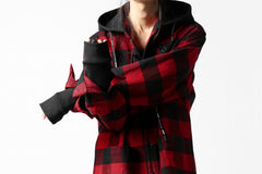 画像をギャラリービューアに読み込む, DEFORMATER.® HOODED SHIRT JACKET / HEAVY FLANNEL PLAID (RED×BLACK)