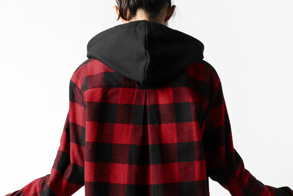 画像をギャラリービューアに読み込む, DEFORMATER.® HOODED SHIRT JACKET / HEAVY FLANNEL PLAID (RED×BLACK)