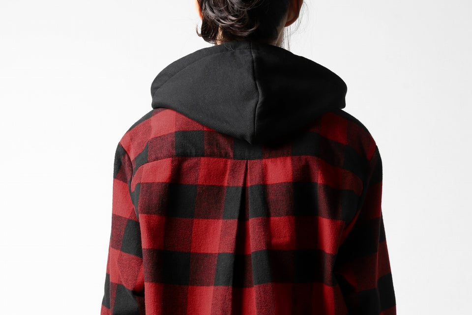 画像をギャラリービューアに読み込む, DEFORMATER.® HOODED SHIRT JACKET / HEAVY FLANNEL PLAID (RED×BLACK)