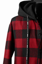 画像をギャラリービューアに読み込む, DEFORMATER.® HOODED SHIRT JACKET / HEAVY FLANNEL PLAID (RED×BLACK)