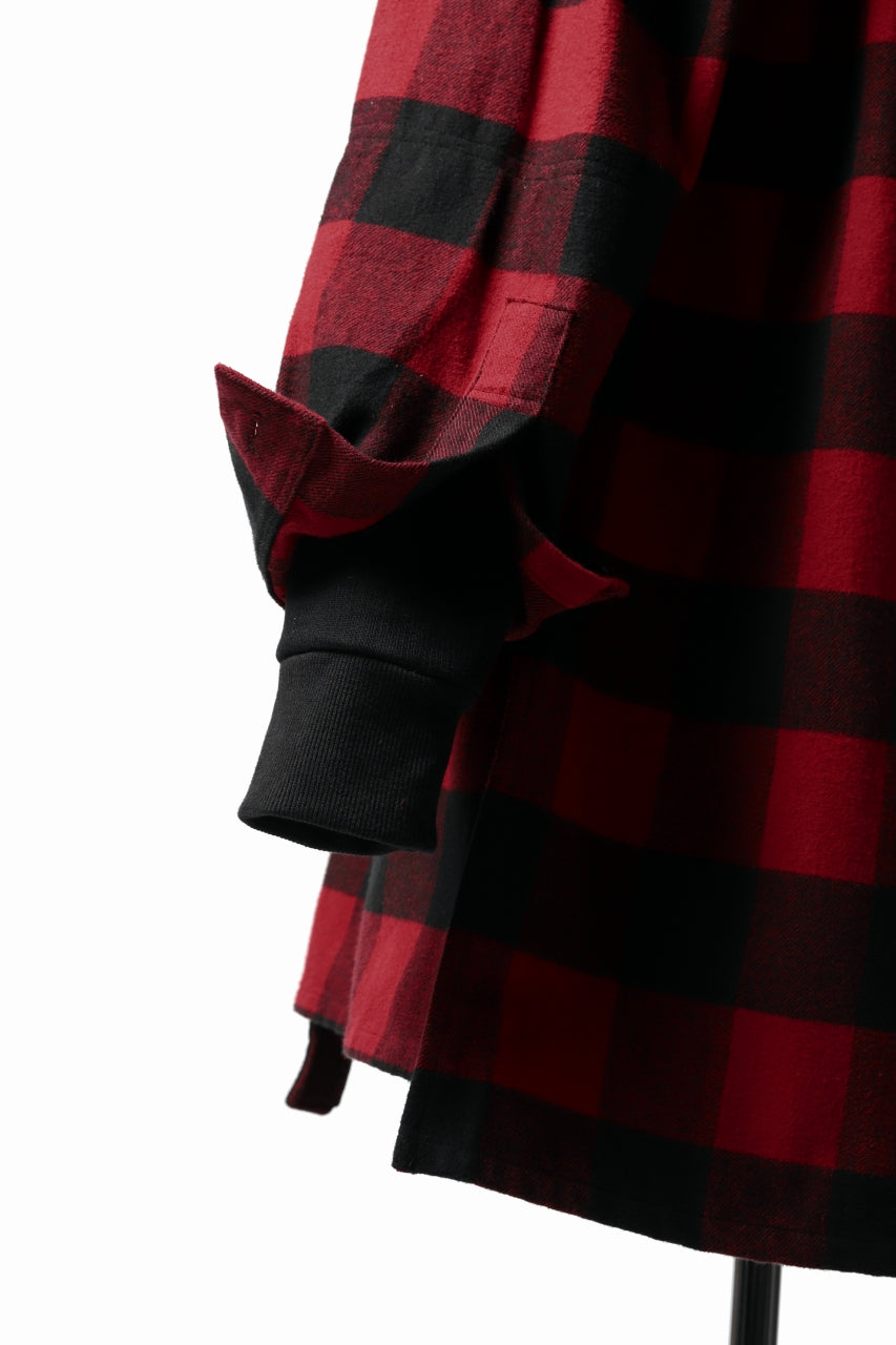 画像をギャラリービューアに読み込む, DEFORMATER.® HOODED SHIRT JACKET / HEAVY FLANNEL PLAID (RED×BLACK)