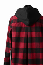 画像をギャラリービューアに読み込む, DEFORMATER.® HOODED SHIRT JACKET / HEAVY FLANNEL PLAID (RED×BLACK)