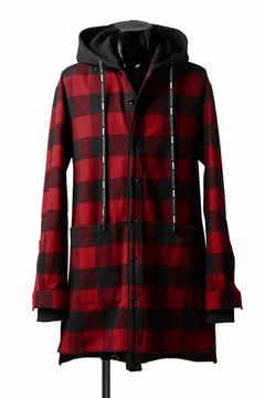 画像をギャラリービューアに読み込む, DEFORMATER.® HOODED SHIRT JACKET / HEAVY FLANNEL PLAID (RED×BLACK)