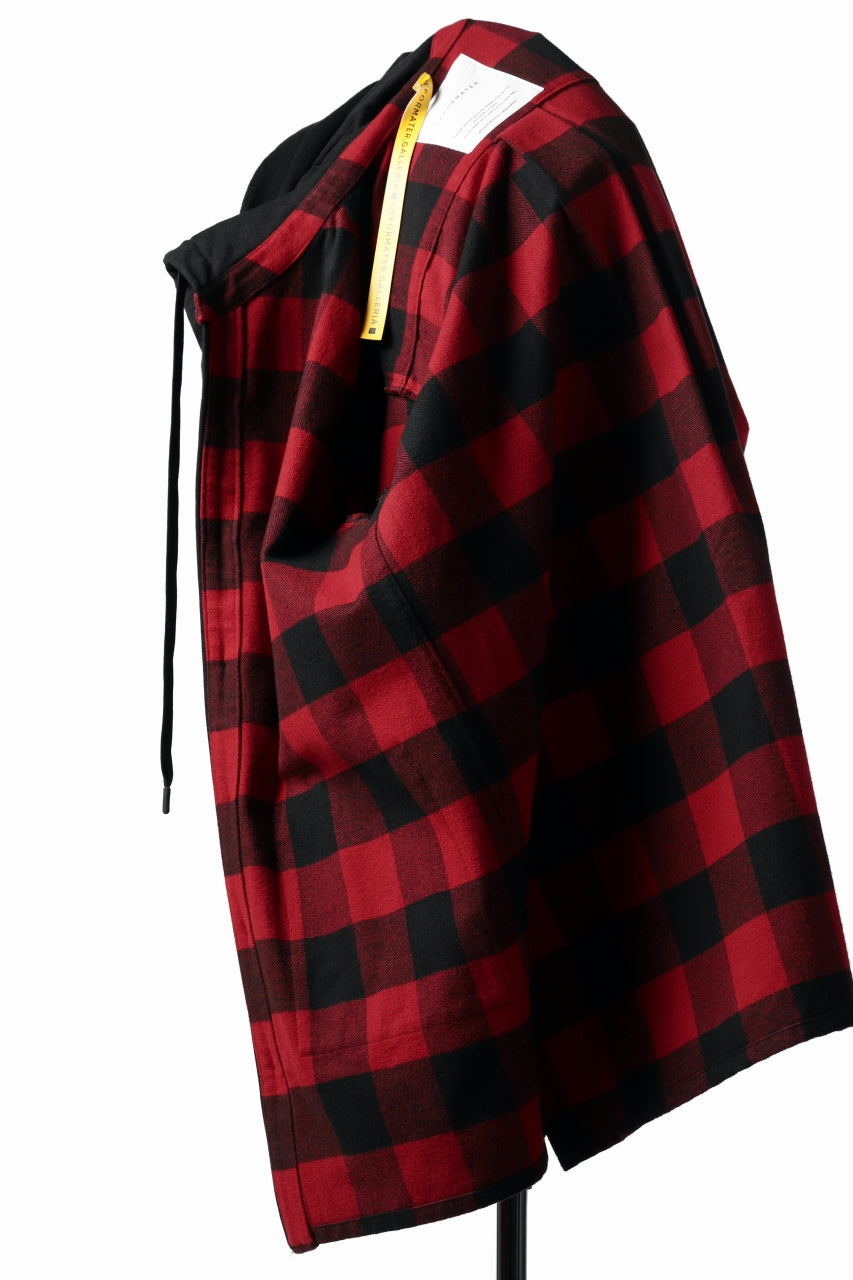画像をギャラリービューアに読み込む, DEFORMATER.® HOODED SHIRT JACKET / HEAVY FLANNEL PLAID (RED×BLACK)