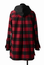 画像をギャラリービューアに読み込む, DEFORMATER.® HOODED SHIRT JACKET / HEAVY FLANNEL PLAID (RED×BLACK)