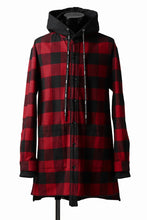 画像をギャラリービューアに読み込む, DEFORMATER.® HOODED SHIRT JACKET / HEAVY FLANNEL PLAID (RED×BLACK)