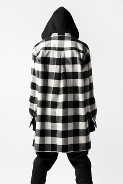 画像をギャラリービューアに読み込む, DEFORMATER.® HOODED SHIRT JACKET / HEAVY FLANNEL PLAID (WHITE×BLACK)