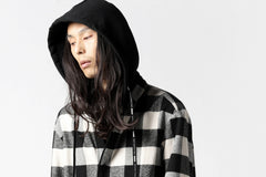 画像をギャラリービューアに読み込む, DEFORMATER.® HOODED SHIRT JACKET / HEAVY FLANNEL PLAID (WHITE×BLACK)